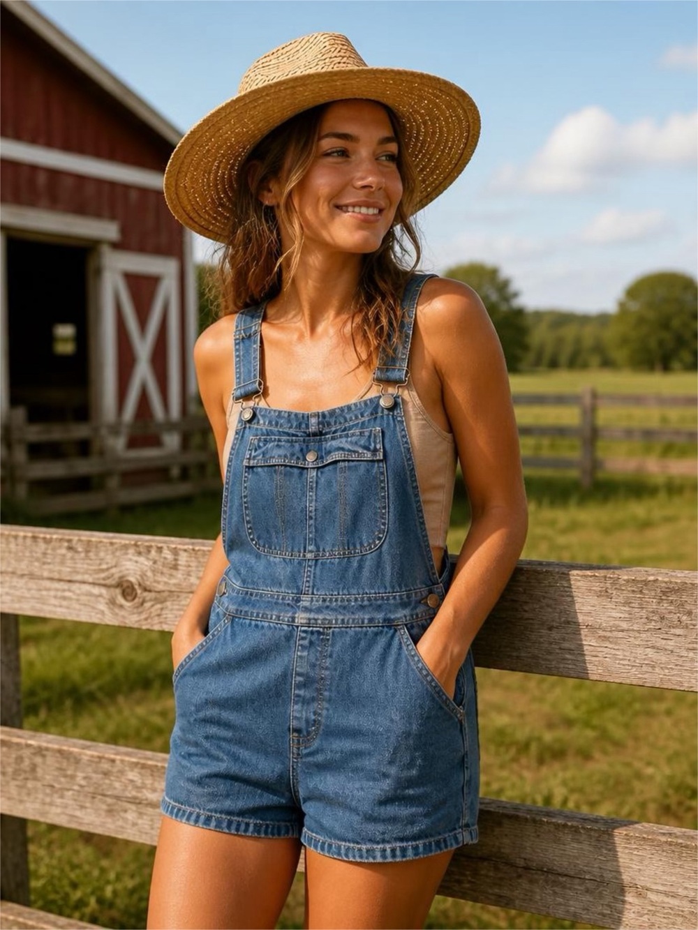 Vtg Lee Riveted Women's Blue Denim Short Overalls with Front Bib Pocket Sz LR
